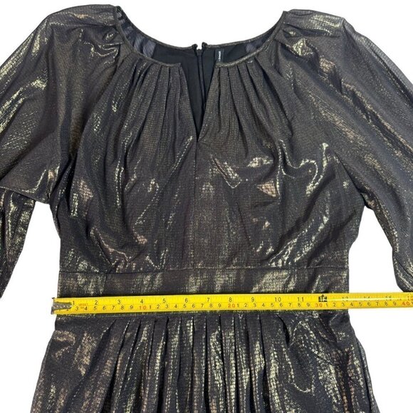NWT Cocktail Mini Dress Sz.S Black Gauzy Gold Shimmer Sheer Sleeve 90s Event - Picture 6 of 14